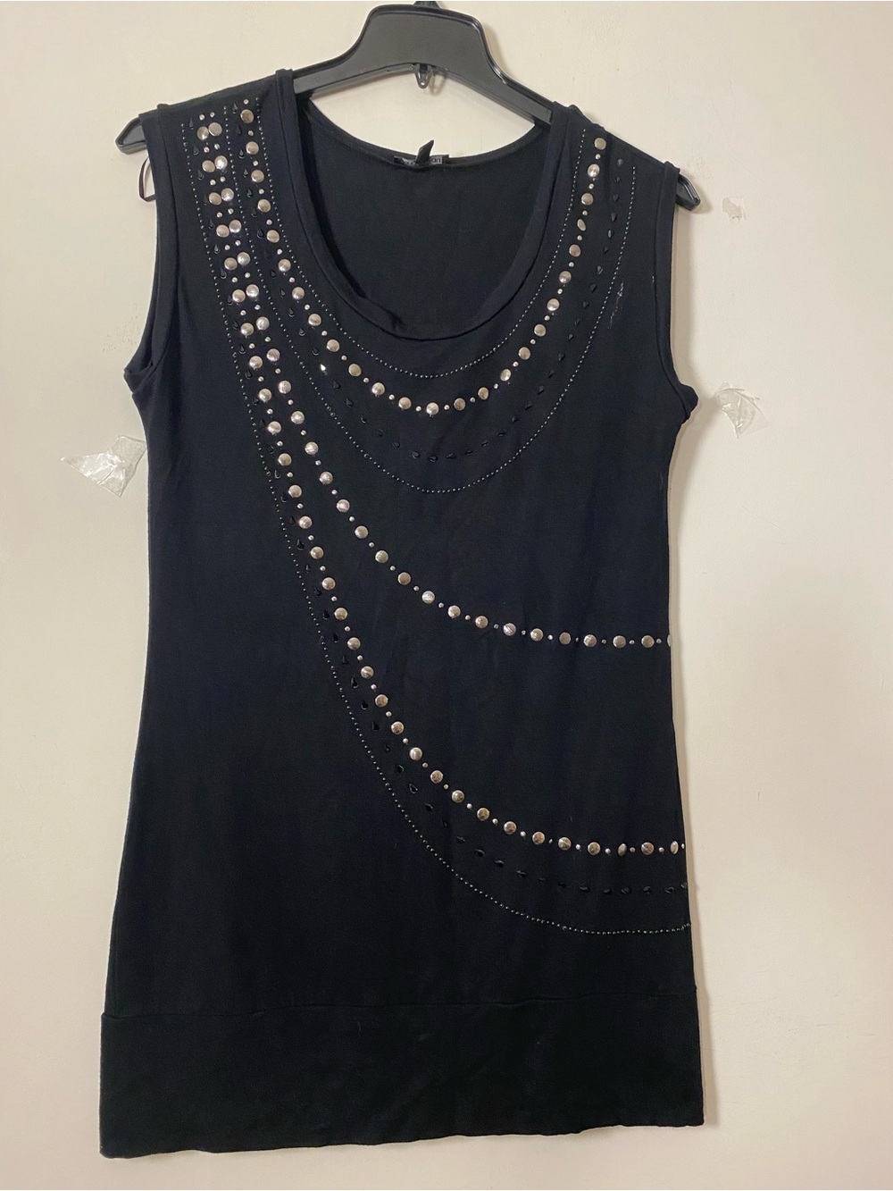 le chateau Black Studded Tank Top with Silver Accents